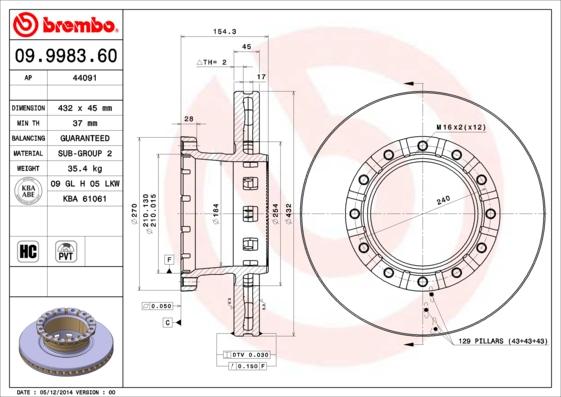 Brembo 09.9983.60 - Спирачен диск vvparts.bg