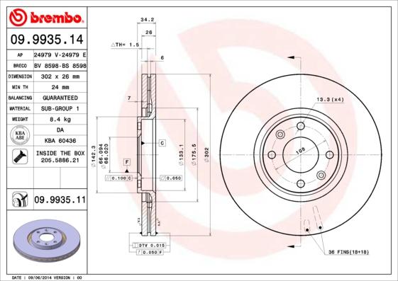Brembo 09.9935.11 - Спирачен диск vvparts.bg