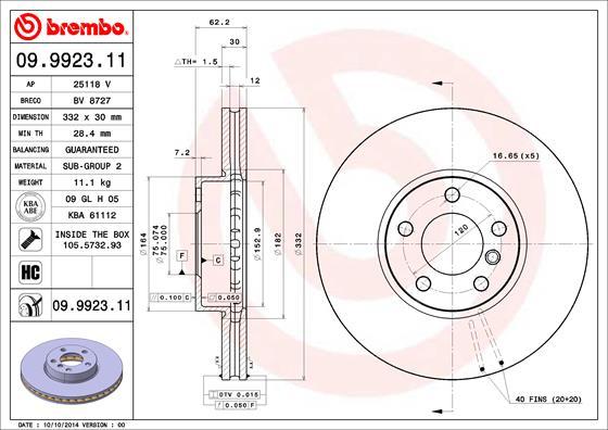 Brembo 09.9923.11 - Спирачен диск vvparts.bg