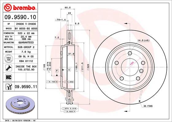 Brembo 09.9590.10 - Спирачен диск vvparts.bg