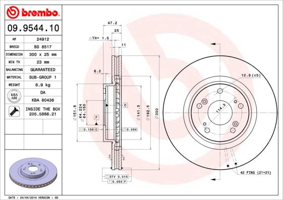 Brembo 09.9544.10 - Спирачен диск vvparts.bg