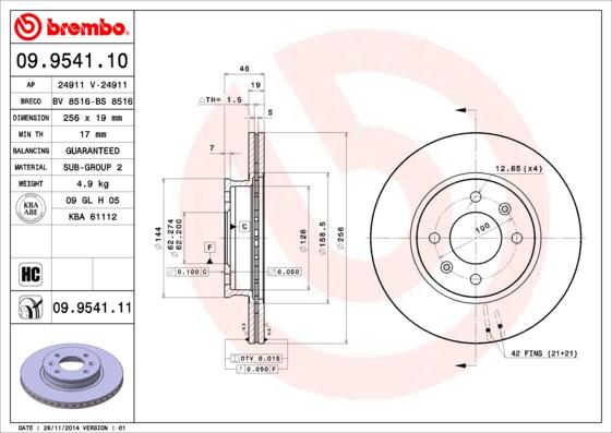 Brembo 09.9541.10 - Спирачен диск vvparts.bg