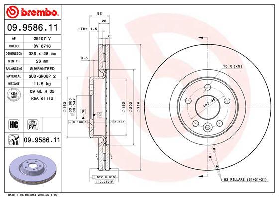 Brembo 09.9586.11 - Спирачен диск vvparts.bg