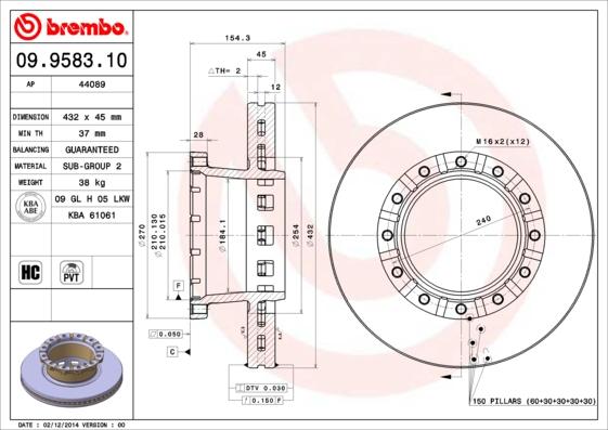 Brembo 09.9583.10 - Спирачен диск vvparts.bg