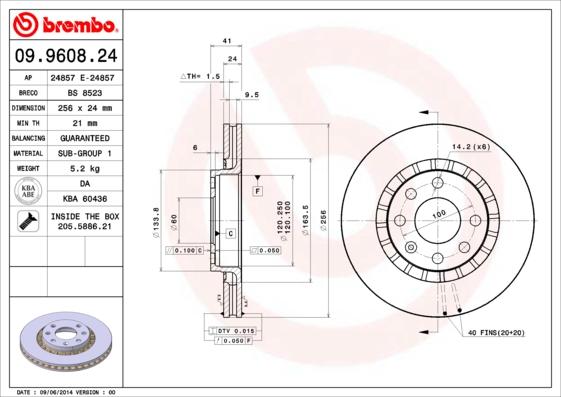 Brembo 09.9608.24 - Спирачен диск vvparts.bg