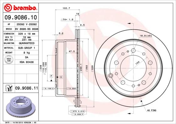 Brembo 09.9086.11 - Спирачен диск vvparts.bg