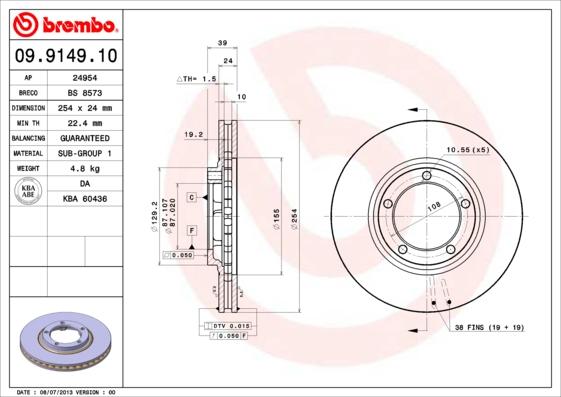 Brembo 09.9149.10 - Спирачен диск vvparts.bg