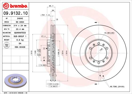 Brembo 09.9132.11 - Спирачен диск vvparts.bg