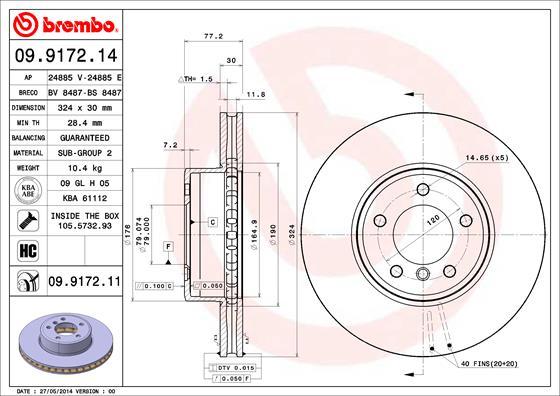 Brembo 09.9172.11 - Спирачен диск vvparts.bg