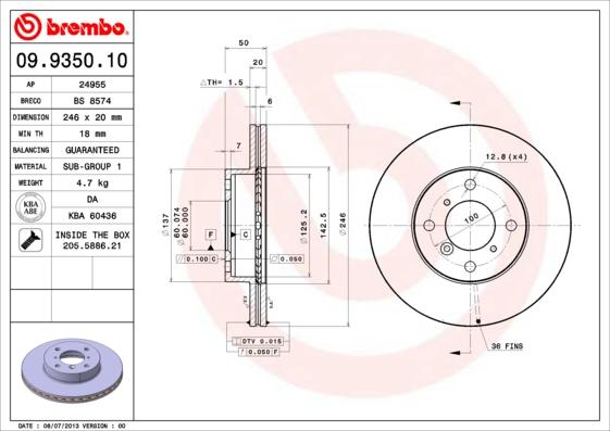 Brembo 09.9350.10 - Спирачен диск vvparts.bg