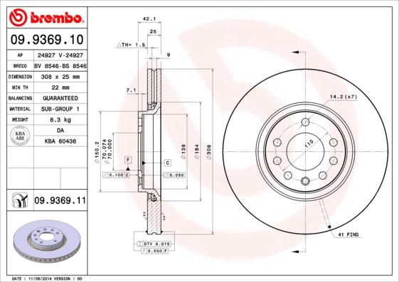 Brembo 09.9369.10 - Спирачен диск vvparts.bg