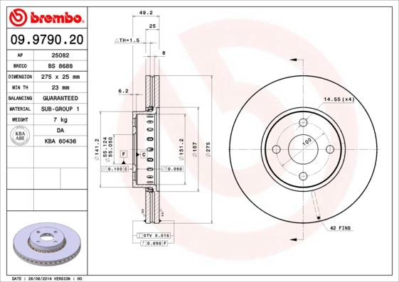 Brembo 09.9790.20 - Спирачен диск vvparts.bg