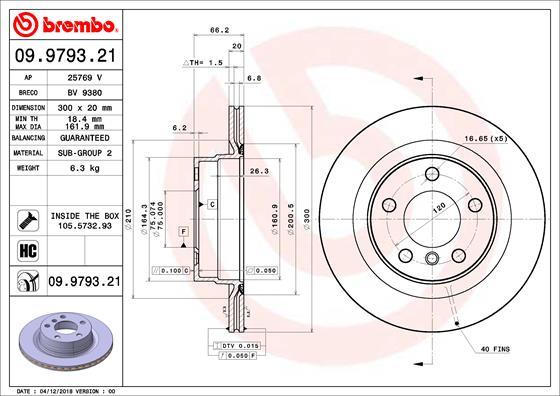 Brembo 09.9793.21 - Спирачен диск vvparts.bg