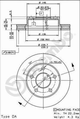 Brembo 09.4914.40 - Спирачен диск vvparts.bg