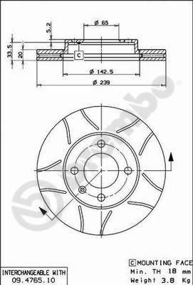 Brembo 09.4765.75 - Спирачен диск vvparts.bg