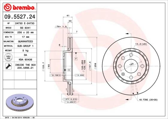 Brembo 09.5527.24 - Спирачен диск vvparts.bg