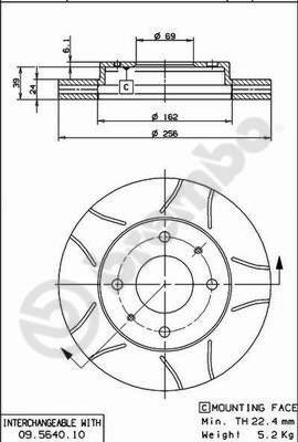 Brembo 09.5640.75 - Спирачен диск vvparts.bg