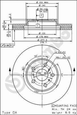 Brembo 09.5622.10 - Спирачен диск vvparts.bg