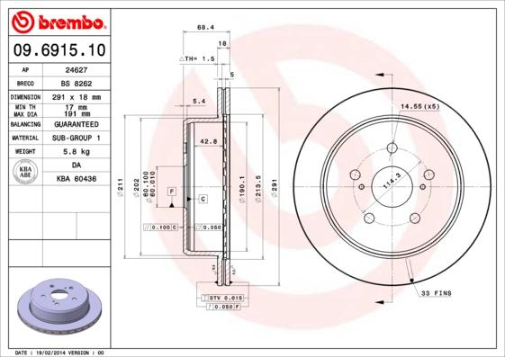 Brembo 09.6915.10 - Спирачен диск vvparts.bg