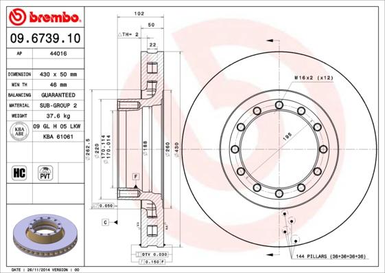 Brembo 09.6739.10 - Спирачен диск vvparts.bg