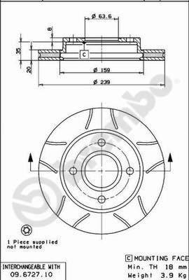 Brembo 09.6727.77 - Спирачен диск vvparts.bg