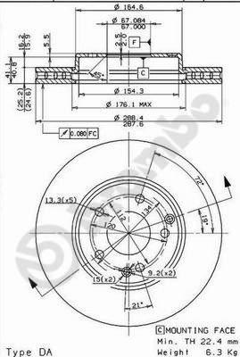 Brembo 09.8411.11 - Спирачен диск vvparts.bg