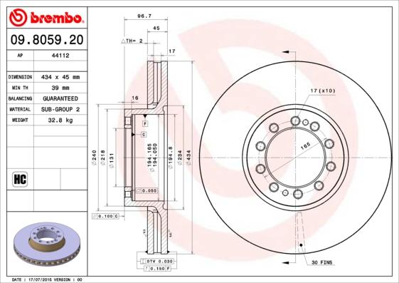 Brembo 09.8059.20 - Спирачен диск vvparts.bg