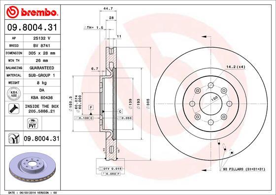 Brembo 09.8004.31 - Спирачен диск vvparts.bg