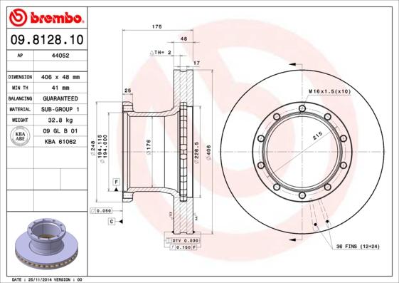 Brembo 09.8128.10 - Спирачен диск vvparts.bg