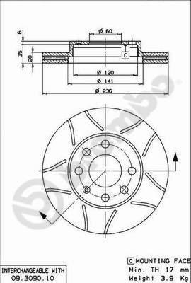 Brembo 09.3090.75 - Спирачен диск vvparts.bg