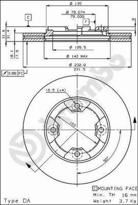 Brembo 09.3105.10 - Спирачен диск vvparts.bg