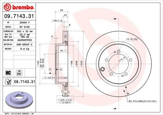 Brembo 09.7143.31 - Спирачен диск vvparts.bg