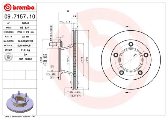 Brembo 09.7157.10 - Спирачен диск vvparts.bg