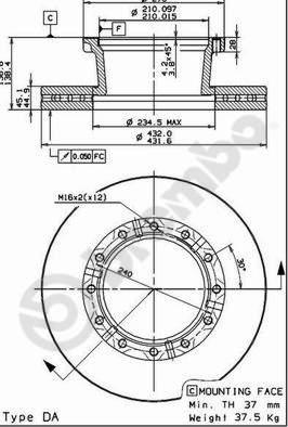 Brembo 09.7183.50 - Спирачен диск vvparts.bg