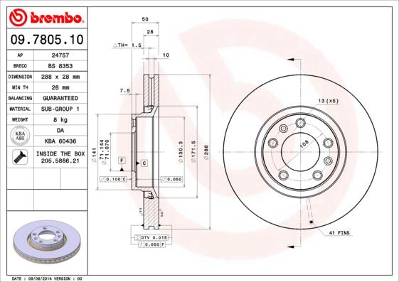 Brembo 09.7805.10 - Спирачен диск vvparts.bg