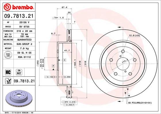 Brembo 09.7813.21 - Спирачен диск vvparts.bg