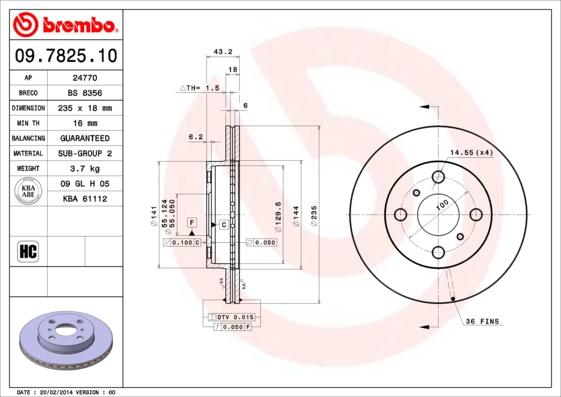 Brembo 09.7825.10 - Спирачен диск vvparts.bg