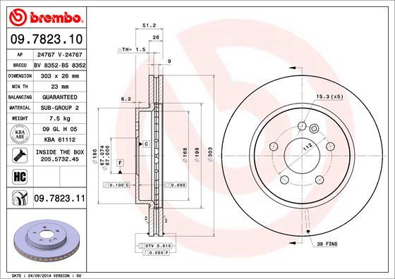 Brembo 09.7823.11 - Спирачен диск vvparts.bg