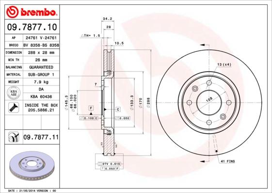 Brembo 09.7877.11 - Спирачен диск vvparts.bg