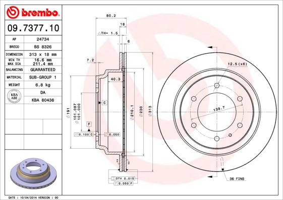 Brembo 09.7377.10 - Спирачен диск vvparts.bg
