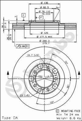 Brembo 09.7791.10 - Спирачен диск vvparts.bg