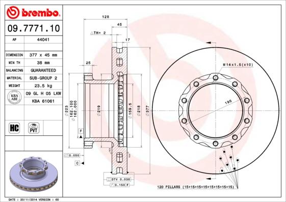Brembo 09.7771.10 - Спирачен диск vvparts.bg