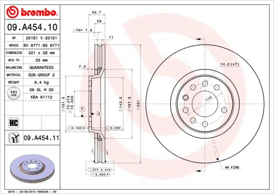 Brembo 09.A454.10 - Спирачен диск vvparts.bg