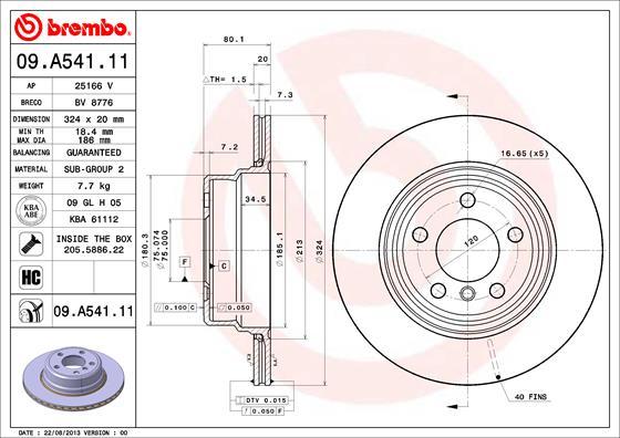 Brembo 09.A541.11 - Спирачен диск vvparts.bg