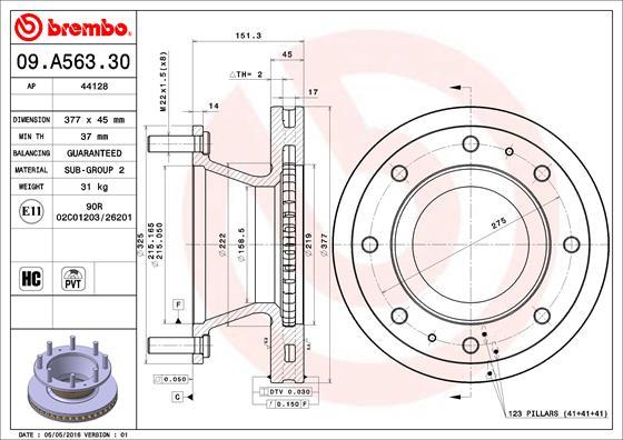 Brembo 09.A563.30 - Спирачен диск vvparts.bg