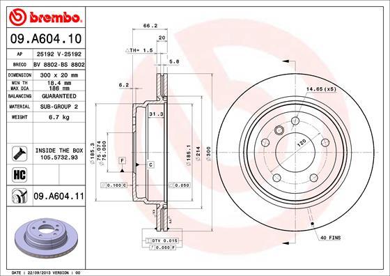 Brembo 09.A604.10 - Спирачен диск vvparts.bg