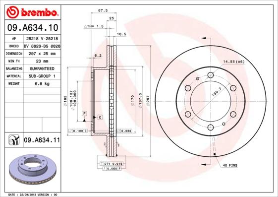 Brembo 09.A634.11 - Спирачен диск vvparts.bg