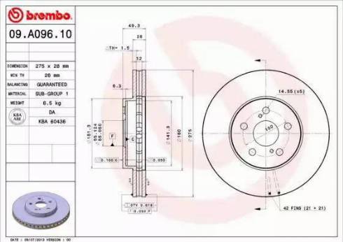 Brembo 09A09610 - Спирачен диск vvparts.bg