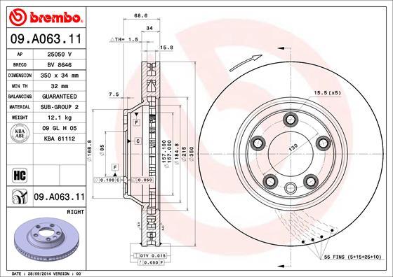 Brembo 09.A063.11 - Спирачен диск vvparts.bg