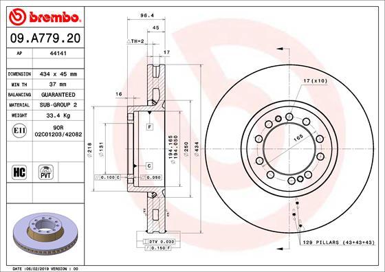 Brembo 09.A779.20 - Спирачен диск vvparts.bg